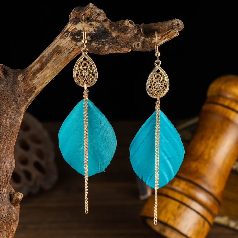 Pendientes Colgantes Bohemios Pluma 7