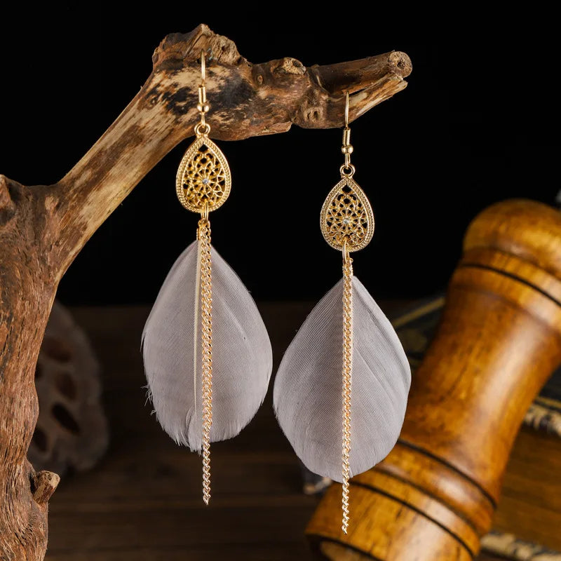 Pendientes Colgantes Bohemios Pluma 4