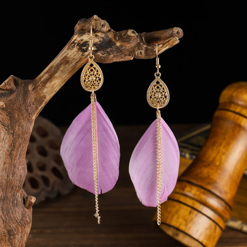 Pendientes Colgantes Bohemios Pluma 9