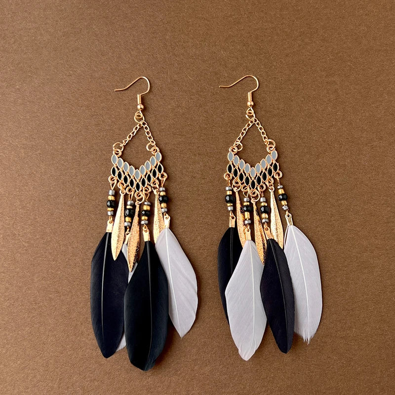 Pendientes Colgantes Bohemios Plumas 2