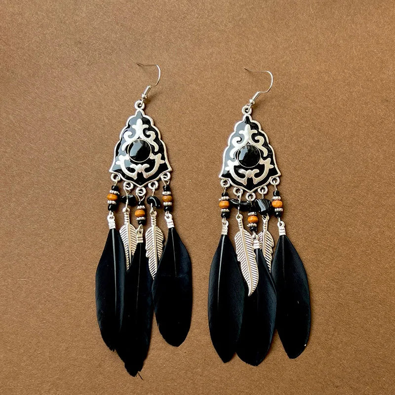 Pendientes Colgantes Bohemios Plumas 5