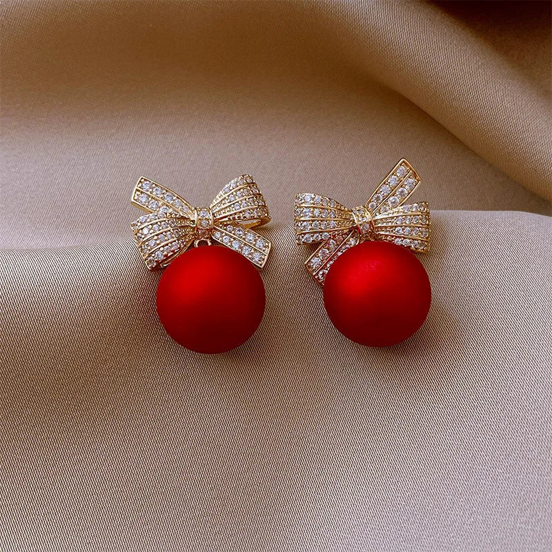 Pendientes Colgantes Bolas de Navidad Rojas