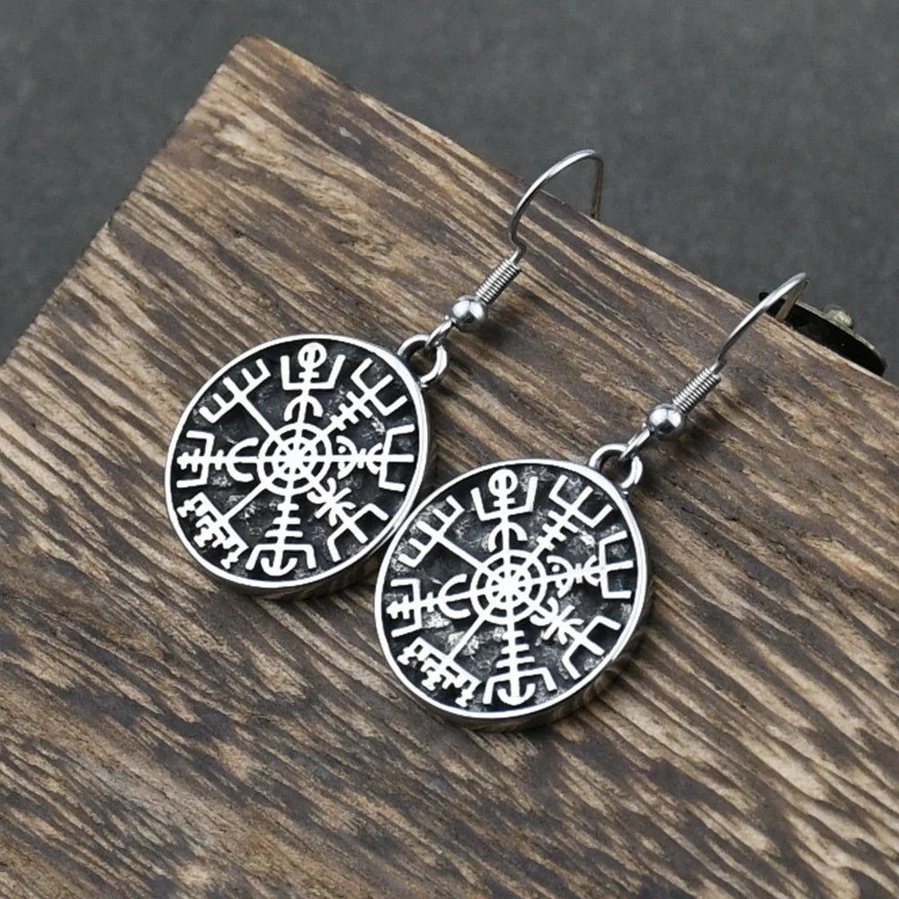Pendientes Colgantes Brújula Vegvisir Vikinga 