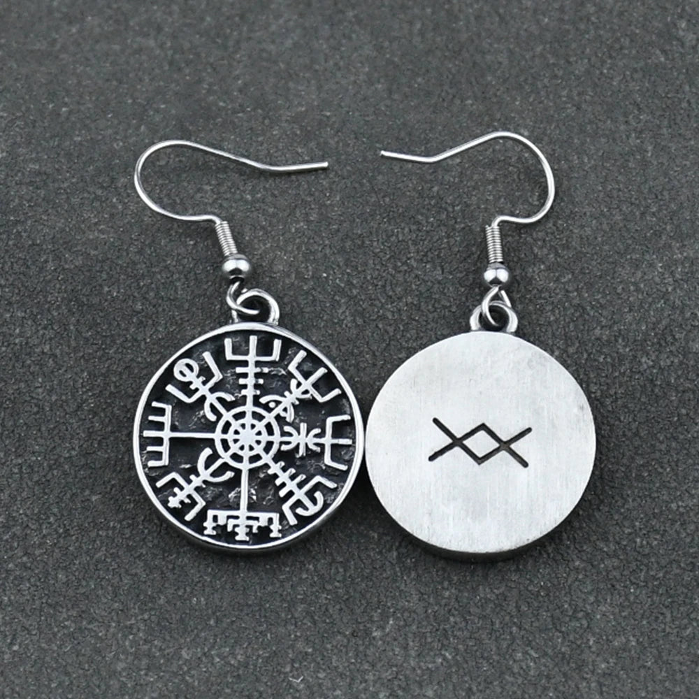 Pendientes Colgantes Brújula Vegvisir Vikinga 