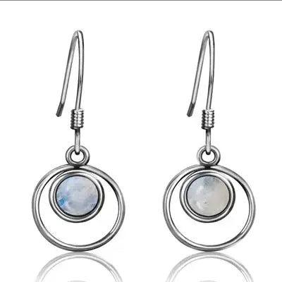 Pendientes colgantes de círculo entrelazado y piedra lunar