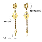 Pendientes colgantes llave y candado