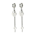 Pendientes colgantes llave y candado plata