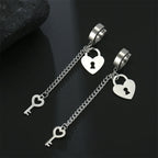 Pendientes colgantes llave y candado plata