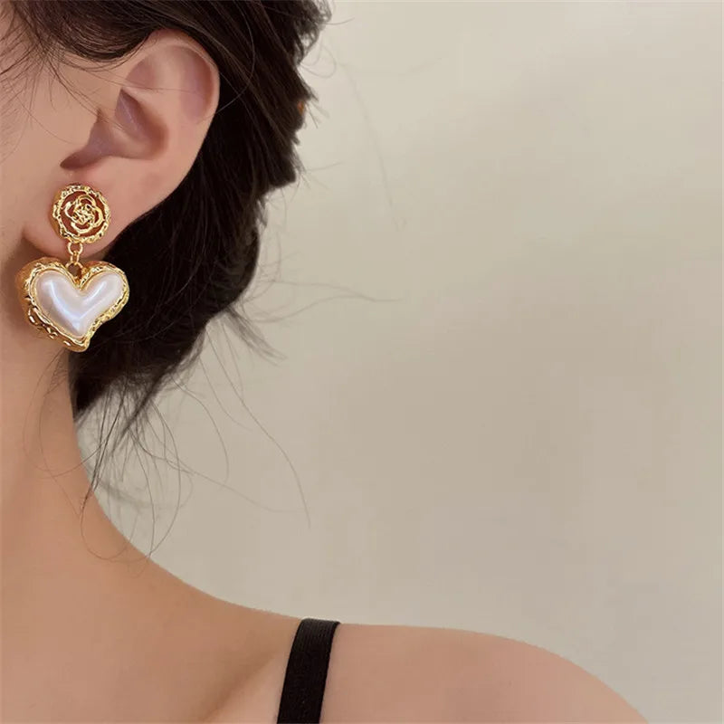Pendientes Colgantes Corazón Mujer oro