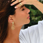 Pendientes Colgantes de Concha y Coral