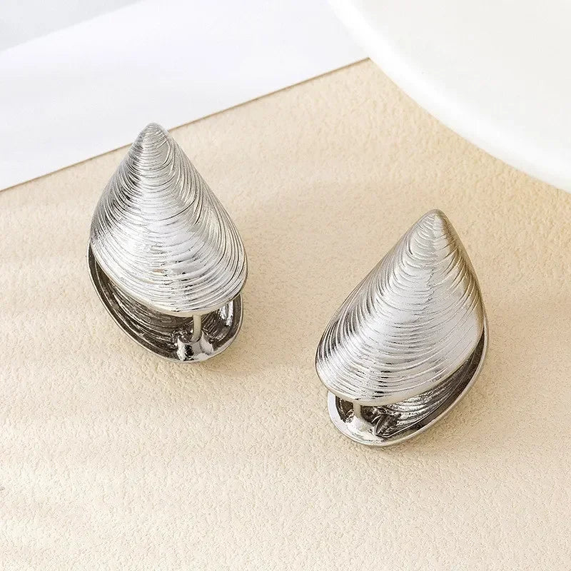 Pendientes Colgantes Conchas Mejillones plata