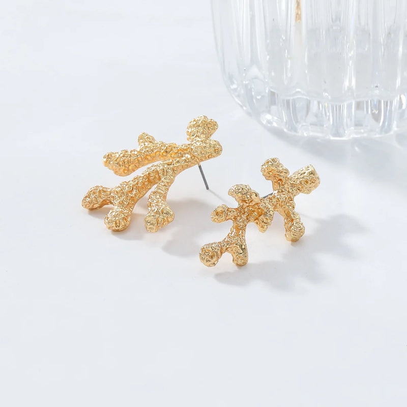 Pendientes Colgantes de Coral Dorado o Plateado oro