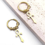 Pendientes Colgantes Cruz de Ankh para Hombre o Mujer oro