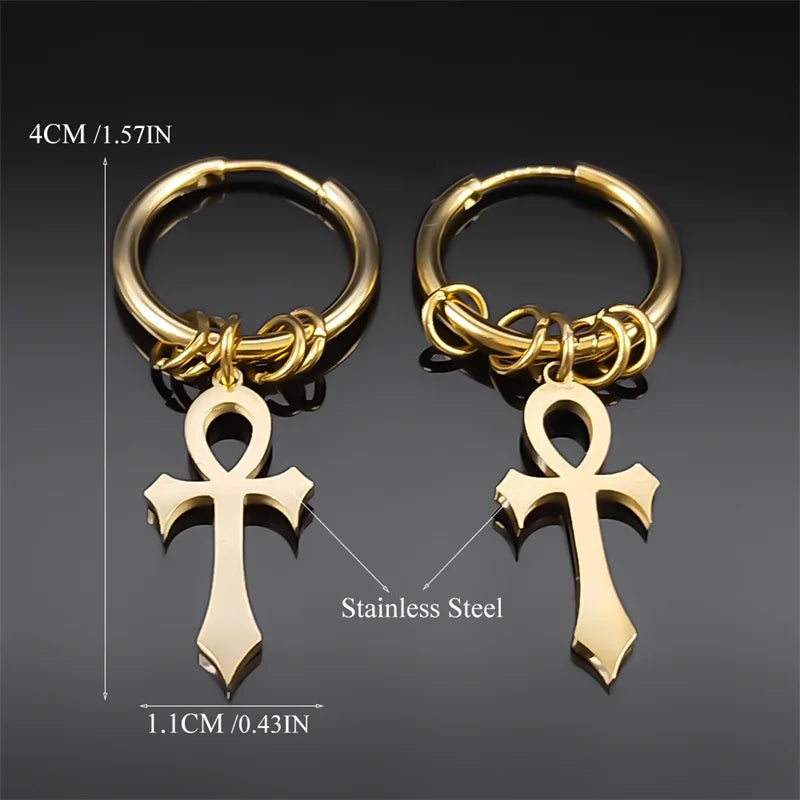 Pendientes Colgantes Cruz de Ankh para Hombre o Mujer