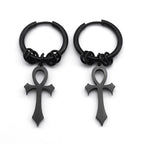 Pendientes Colgantes Cruz de Ankh para Hombre o Mujer negro