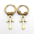 Pendientes Colgantes Cruz de Ankh para Hombre o Mujer oro