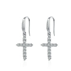 Pendientes Colgantes Cruz de Circonio plata
