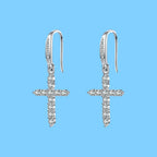 Pendientes Colgantes Cruz de Circonio plata