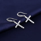 Pendientes Colgantes Cruz de Circonio plata