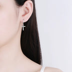 Pendientes Colgantes Cruz de Circonio plata