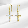 Pendientes Colgantes Cruz de Circonio oro