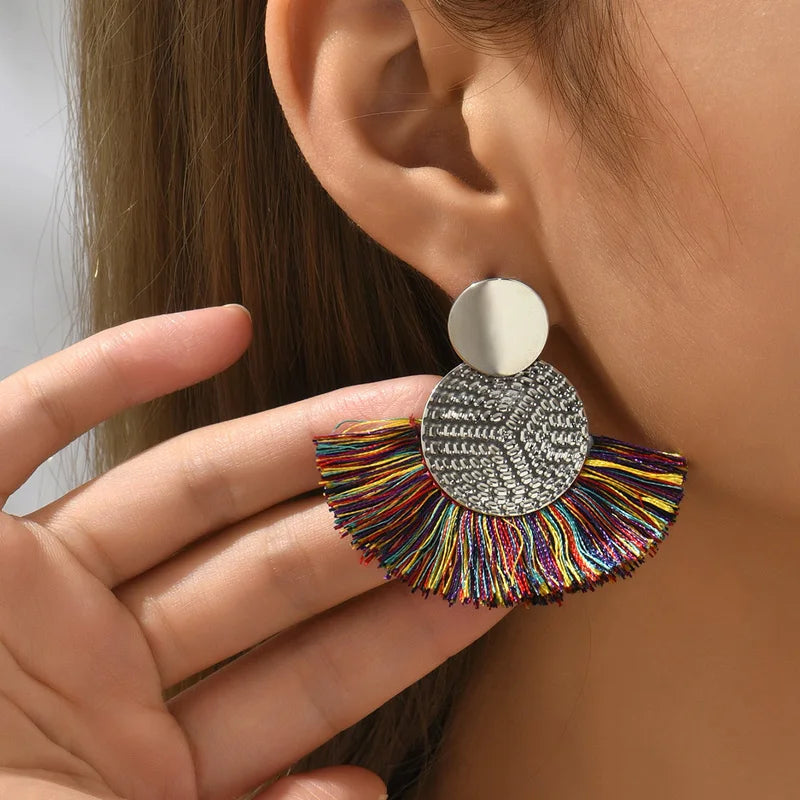 Pendientes Colgantes de Estilo Bohemio en Abanico multicolor