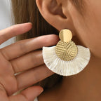 Pendientes Colgantes de Estilo Bohemio en Abanico blanco