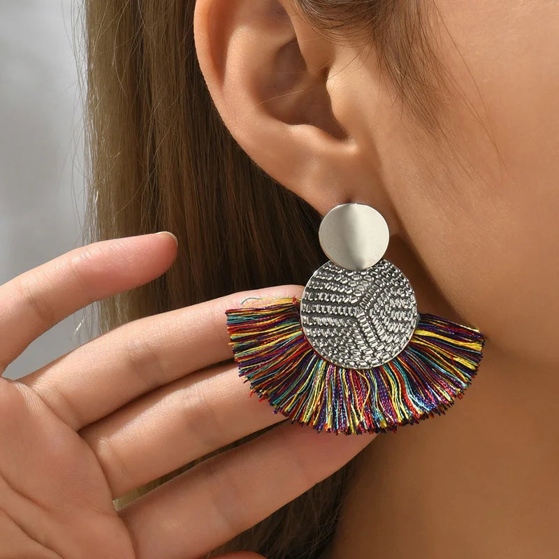 Pendientes Colgantes de Estilo Bohemio en Abanico multicolor