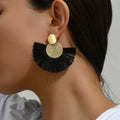 Pendientes Colgantes de Estilo Bohemio en Abanico negro