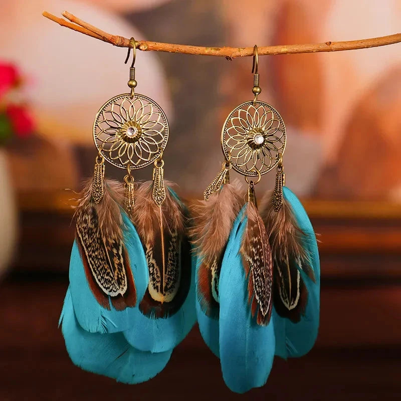 Pendientes Colgantes de Estilo Étnico Plumas 3