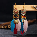 Pendientes Colgantes de Estilo Étnico Plumas 10