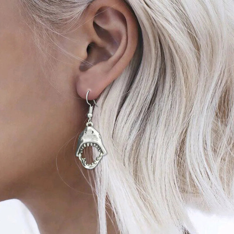 Pendientes Colgantes Diente de Tiburón plata