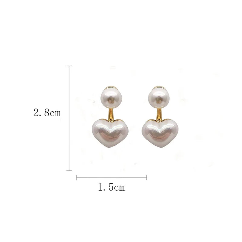 Pendientes colgantes dúo perla y corazón