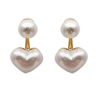 Pendientes colgantes dúo perla y corazón