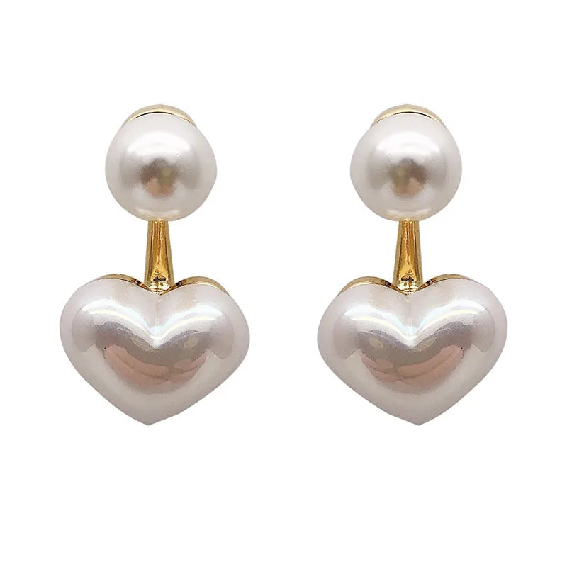 Pendientes colgantes dúo perla y corazón