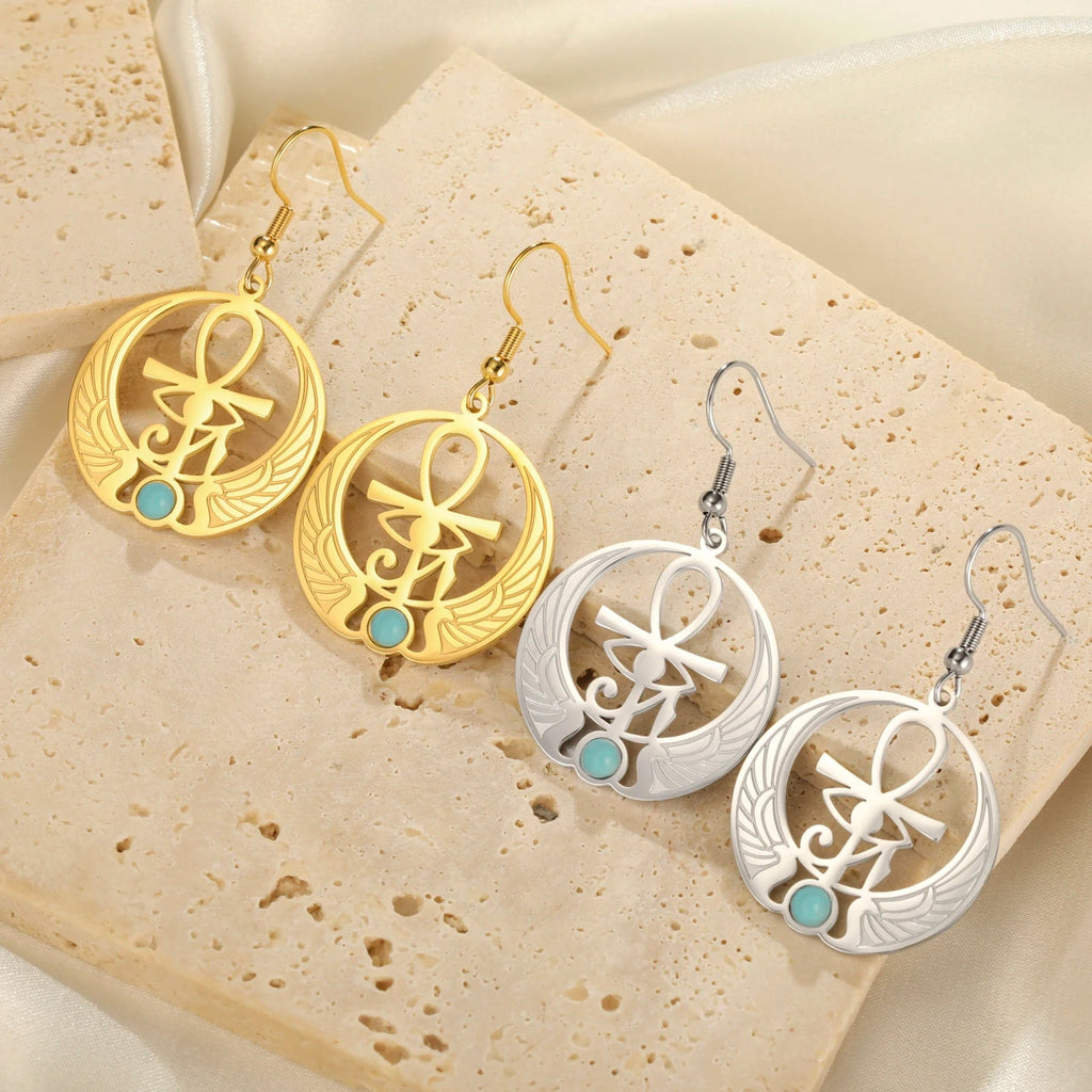 Pendientes Colgantes Egipto Ojo de Horus Oudjat oro