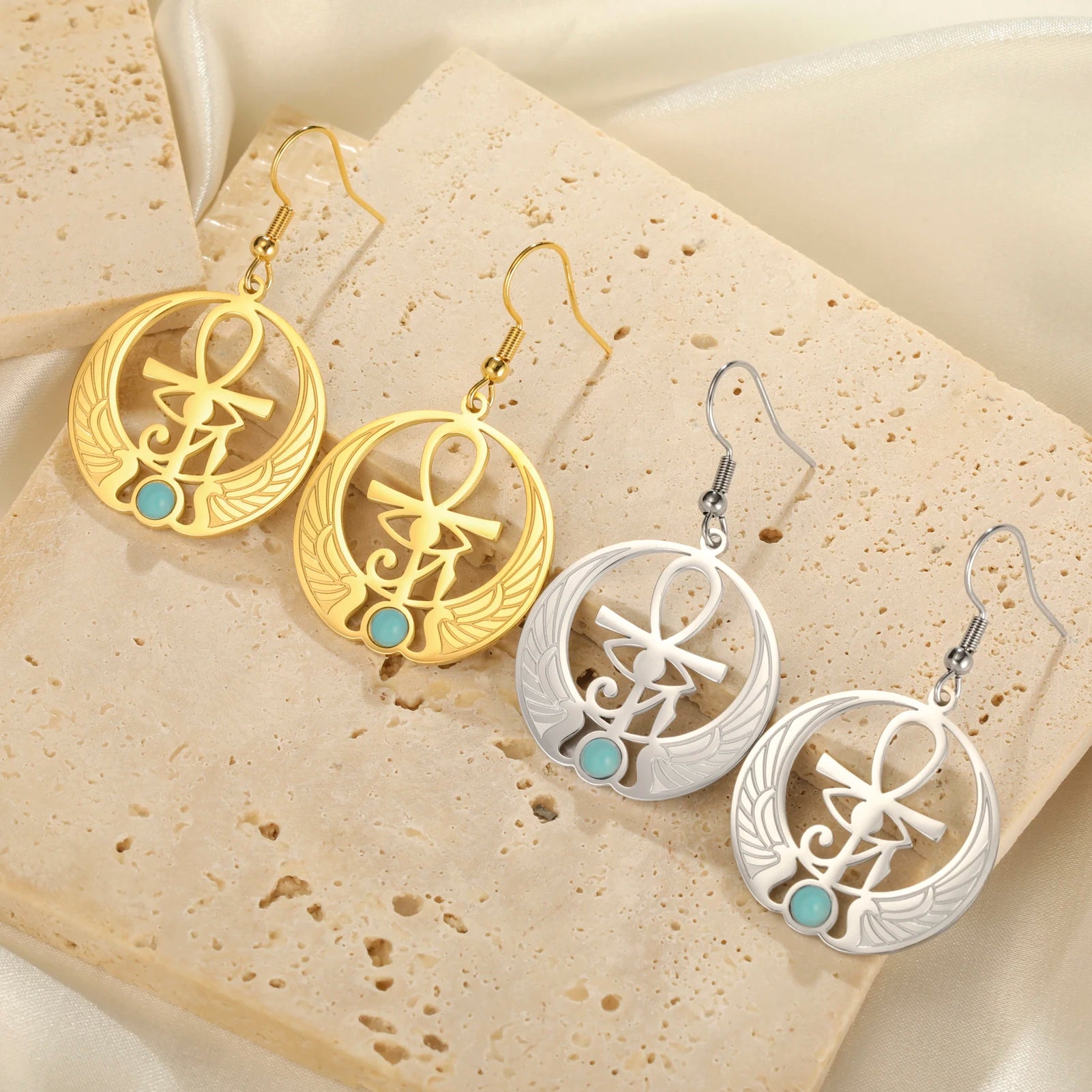 Pendientes Colgantes Egipto Ojo de Horus Oudjat oro