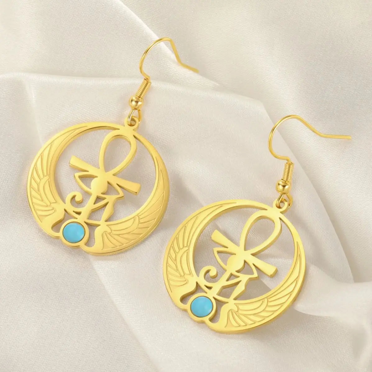 Pendientes Colgantes Egipto Ojo de Horus Oudjat oro