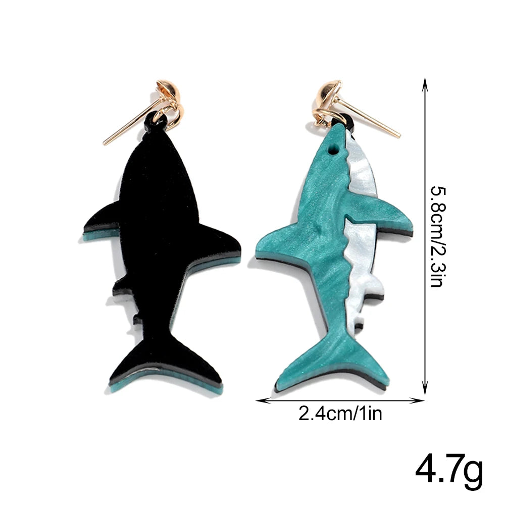 Pendientes colgantes con forma de tiburón