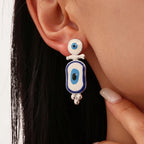 Pendientes Colgantes Étnicos Ojo Azul plata