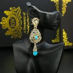 Pendientes Colgantes Étnicos Orientales azul turquesa