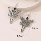 Pendientes colgantes de hada esqueleto con alas de mariposa y calavera