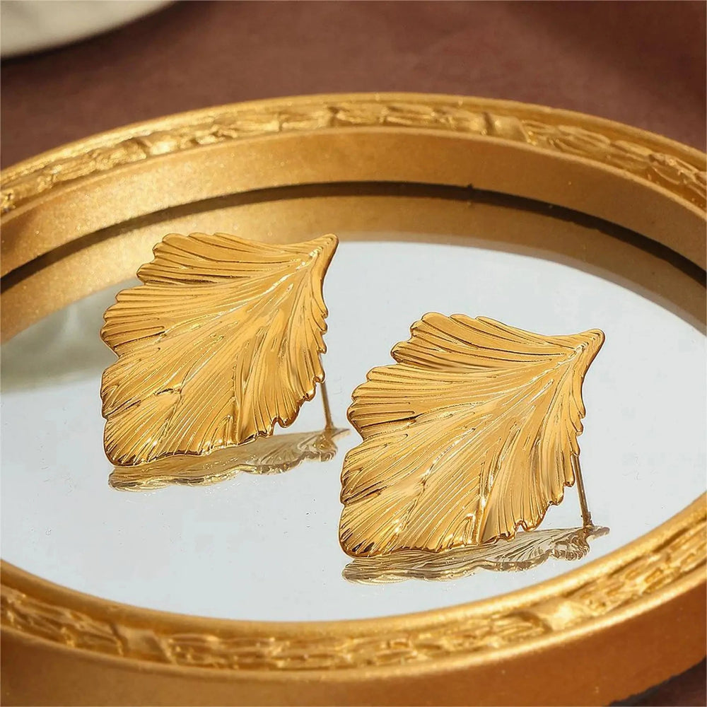 Pendientes Colgantes de Hojas para Mujer oro