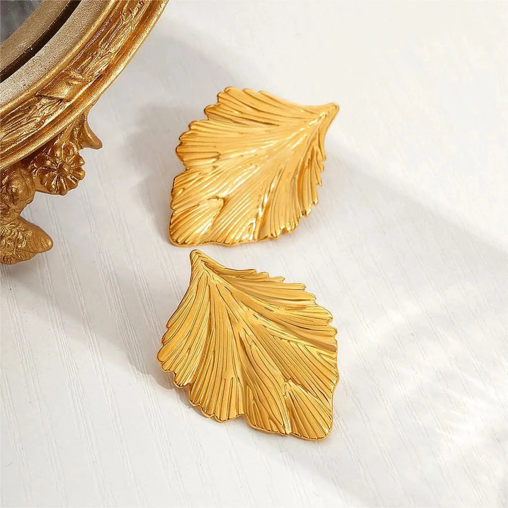 Pendientes Colgantes de Hojas para Mujer oro