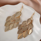 Pendientes Colgantes Hojas Mujer oro