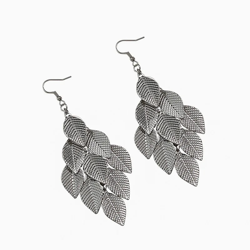 Pendientes Colgantes Hojas Mujer plata