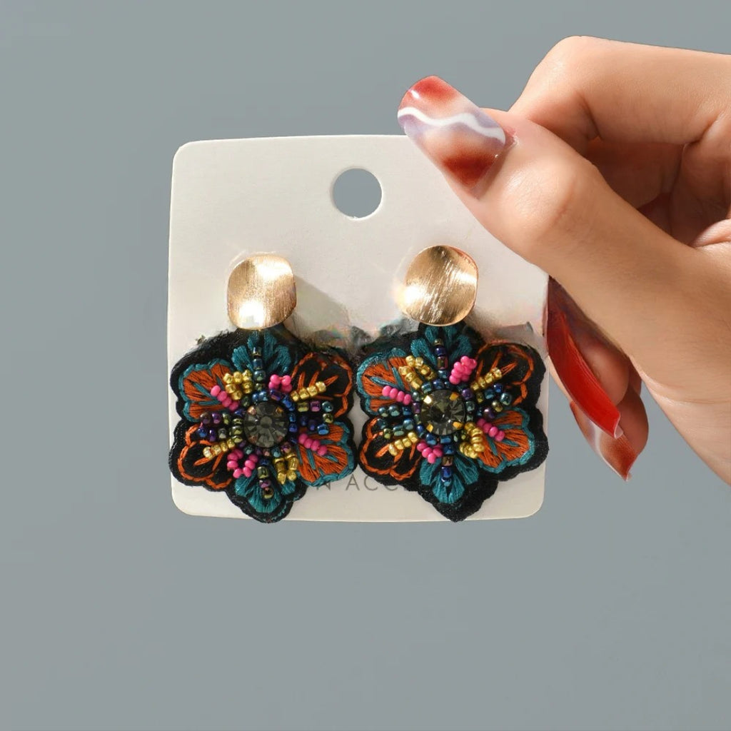 Pendientes Colgantes Flor Colorida