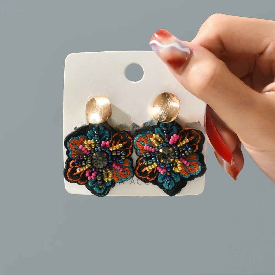 Pendientes Colgantes Flor Colorida