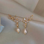 Pendientes Colgantes Flor Cristal Blanco