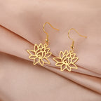 Pendientes Colgantes Flor de Loto Mujer oro
